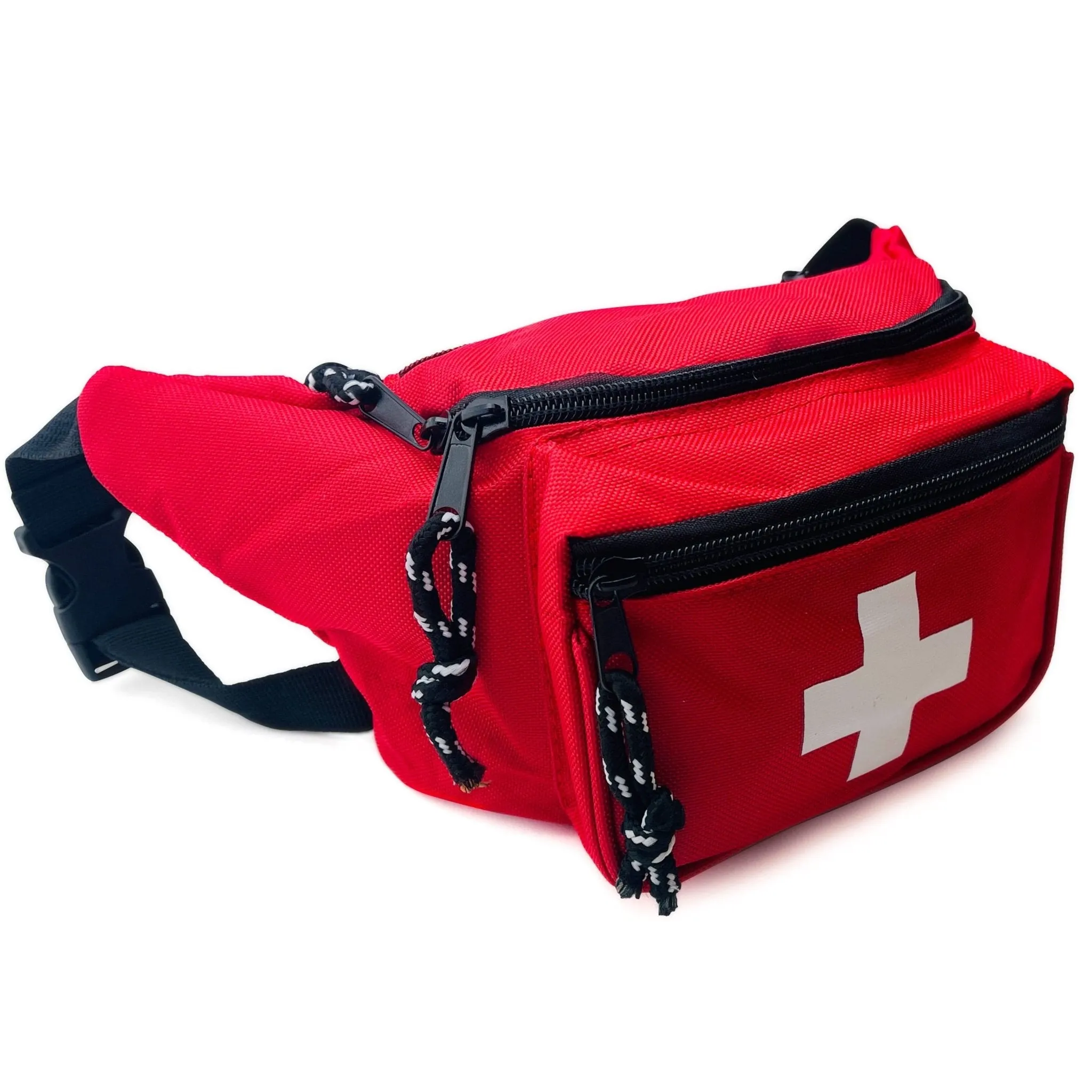 3 Pack - Lifeguard Fanny Pack With Whistle Lanyard - Baywatch Style First Aid Hip Pack w/ Adjustable Strap, Cross Logo   Zipper Pouch, Emergency Equipment Set