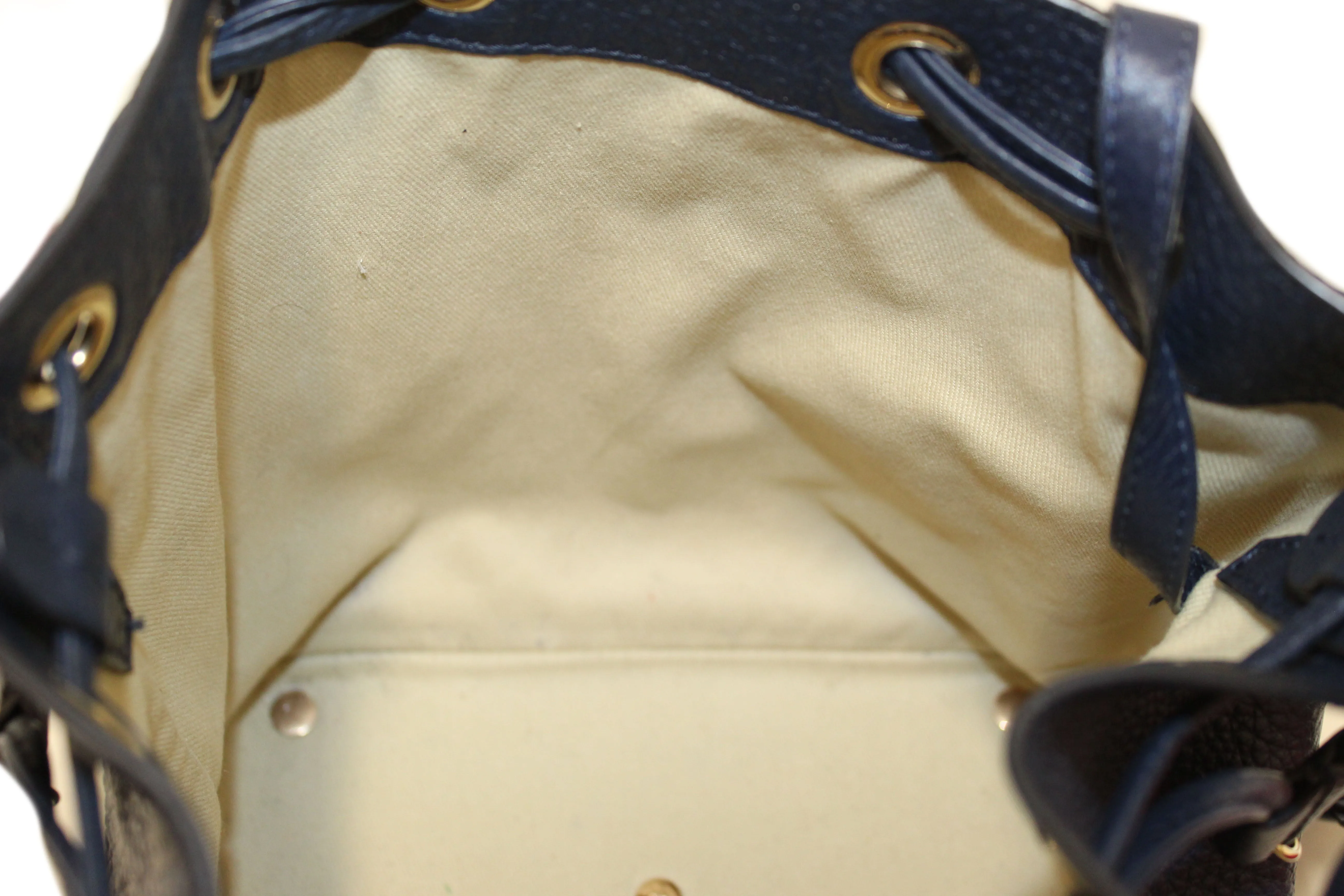 Authentic Valentino Garavani Navy Blue Rockstud Small Bucket Bag
