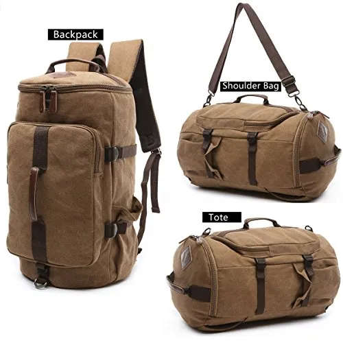 Baosha Hb-26 3-Ways Vintage Canvas Men Holdall Weekend Travel Duffel Bag Backpack Messenger
