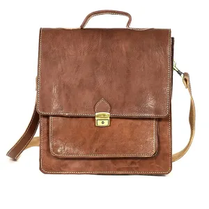 Biyadina Premium Vintage Messenger Leather Bag Handmade Satchel Brown Antique Cowhide Leather