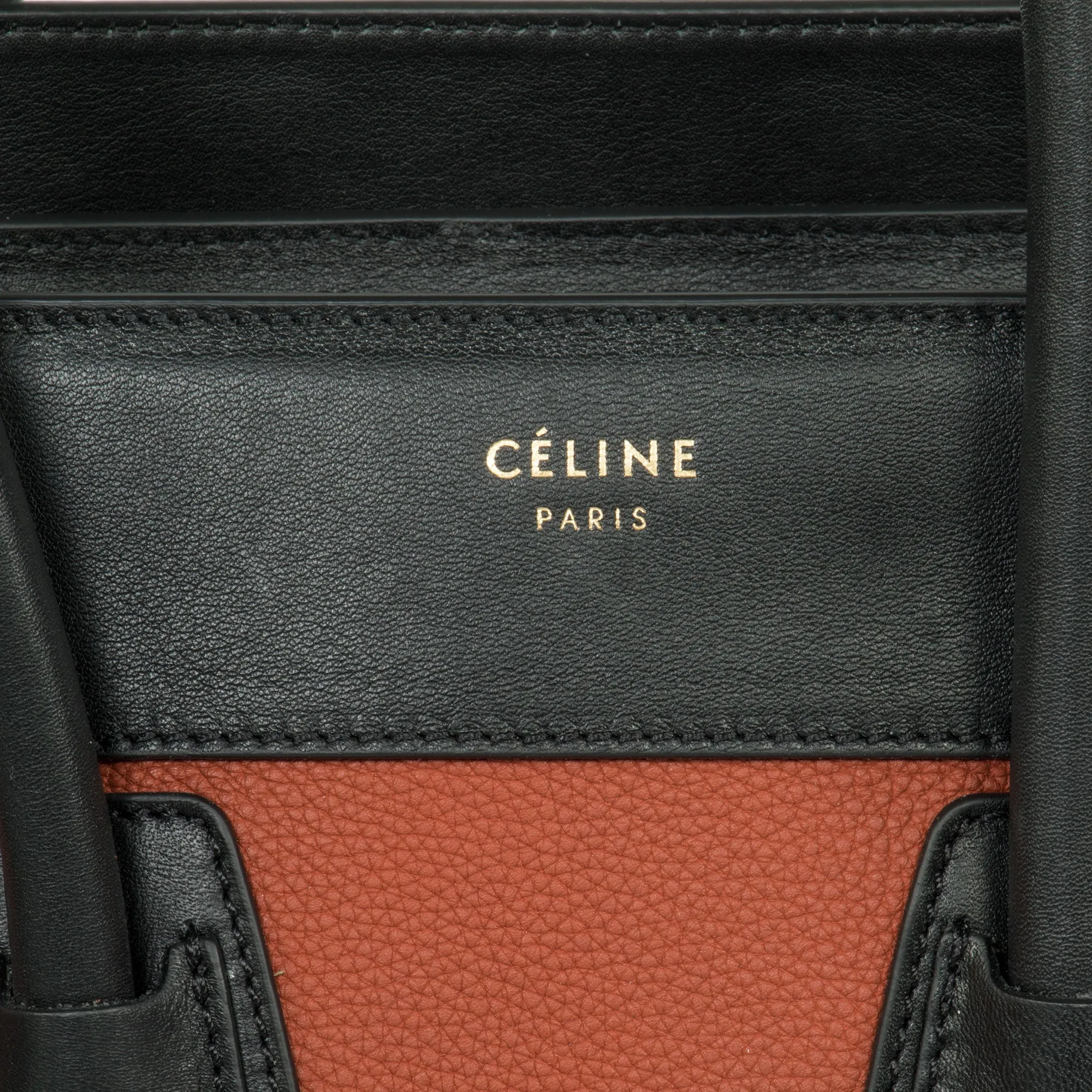 Celine Micro Luggage Leather Bag | Tri-Color Black w/ Gold Hardware