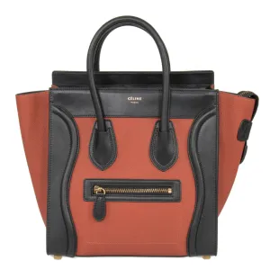 Celine Micro Luggage Leather Bag | Tri-Color Black w/ Gold Hardware