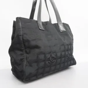 CHANELAuth  New Travel Line Tote Bag Women's Nylon Canvas Tote Bag Black