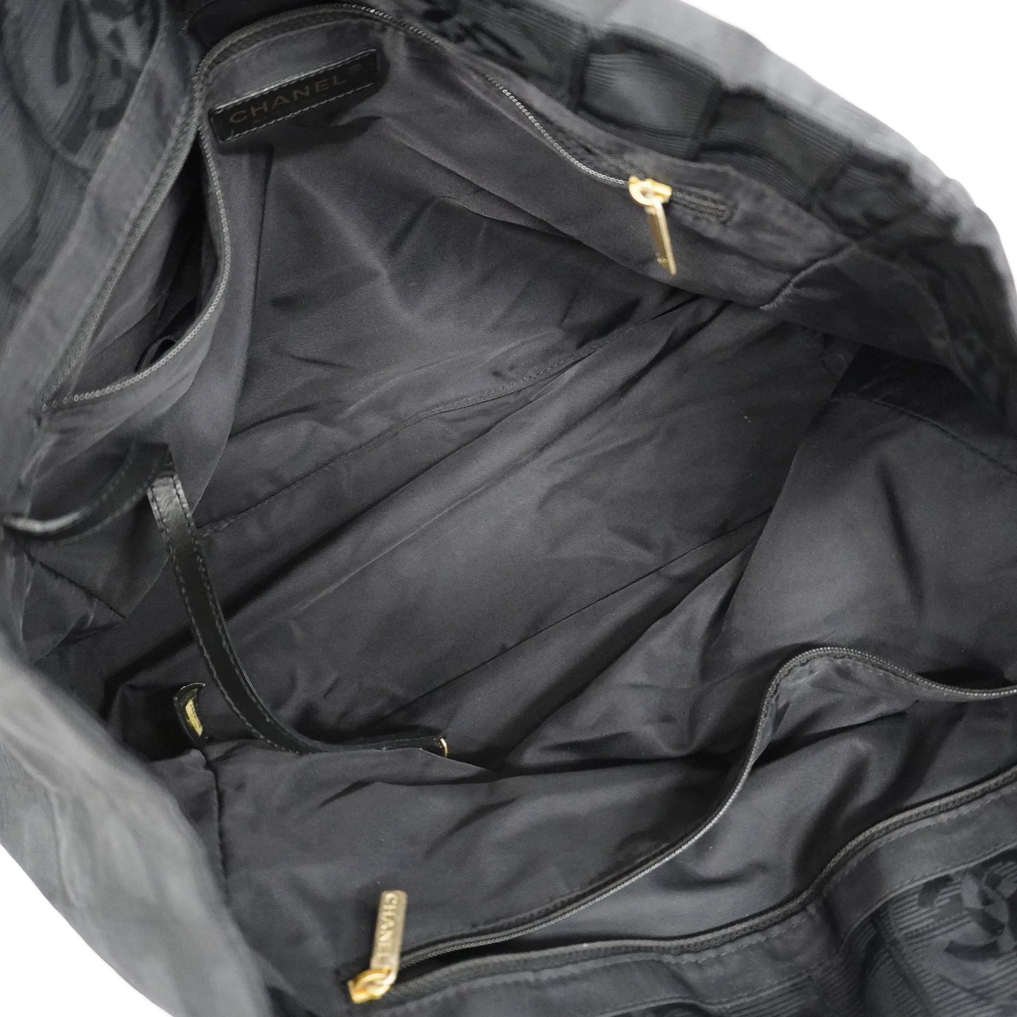CHANELAuth  New Travel Line Tote Bag Women's Nylon Canvas Tote Bag Black