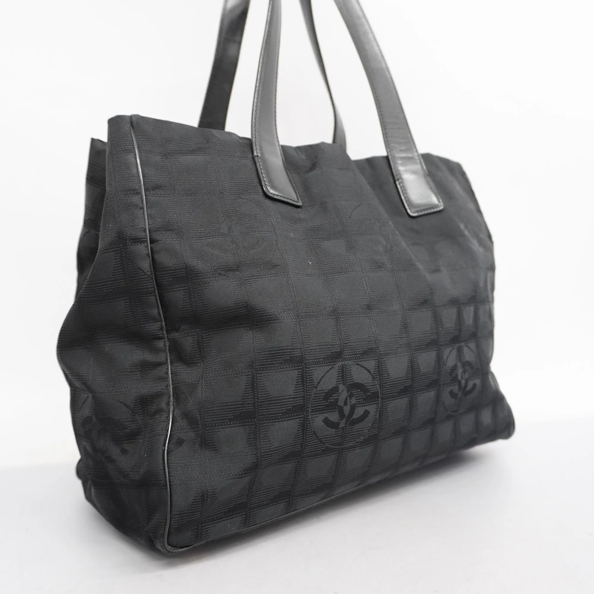 CHANELAuth  New Travel Line Tote Bag Women's Nylon Canvas Tote Bag Black