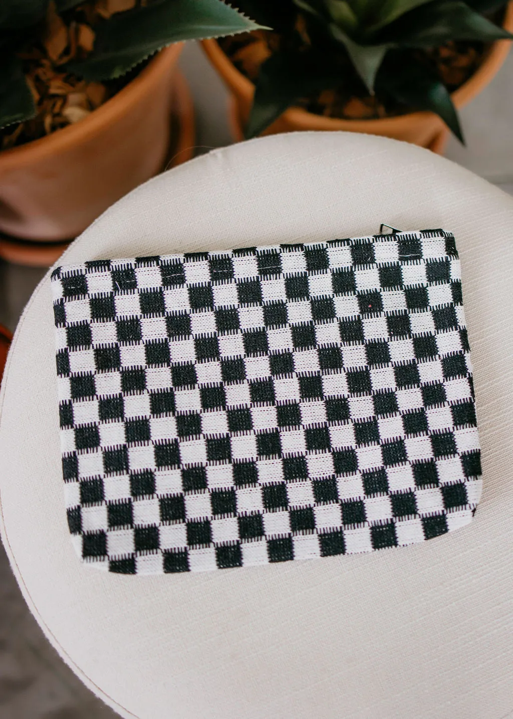 Checkered Cosmetic Clutch