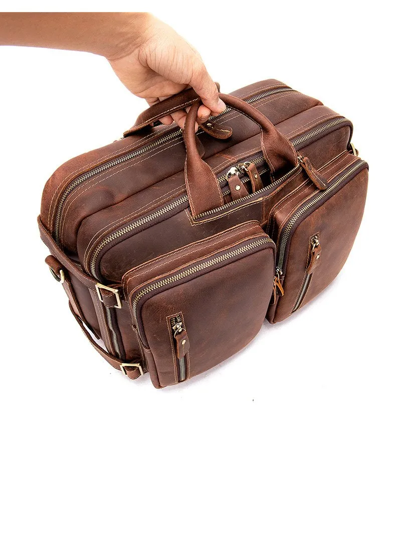Classy Leather Men's Briefcase Travel Bag Messenger Bag Shoulder Bags Backpack For Men