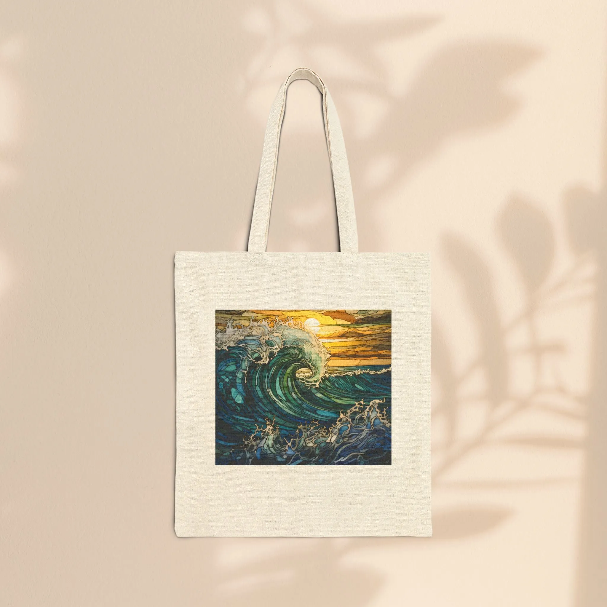 Cotton Canvas Tote Bag - Ocean Waves
