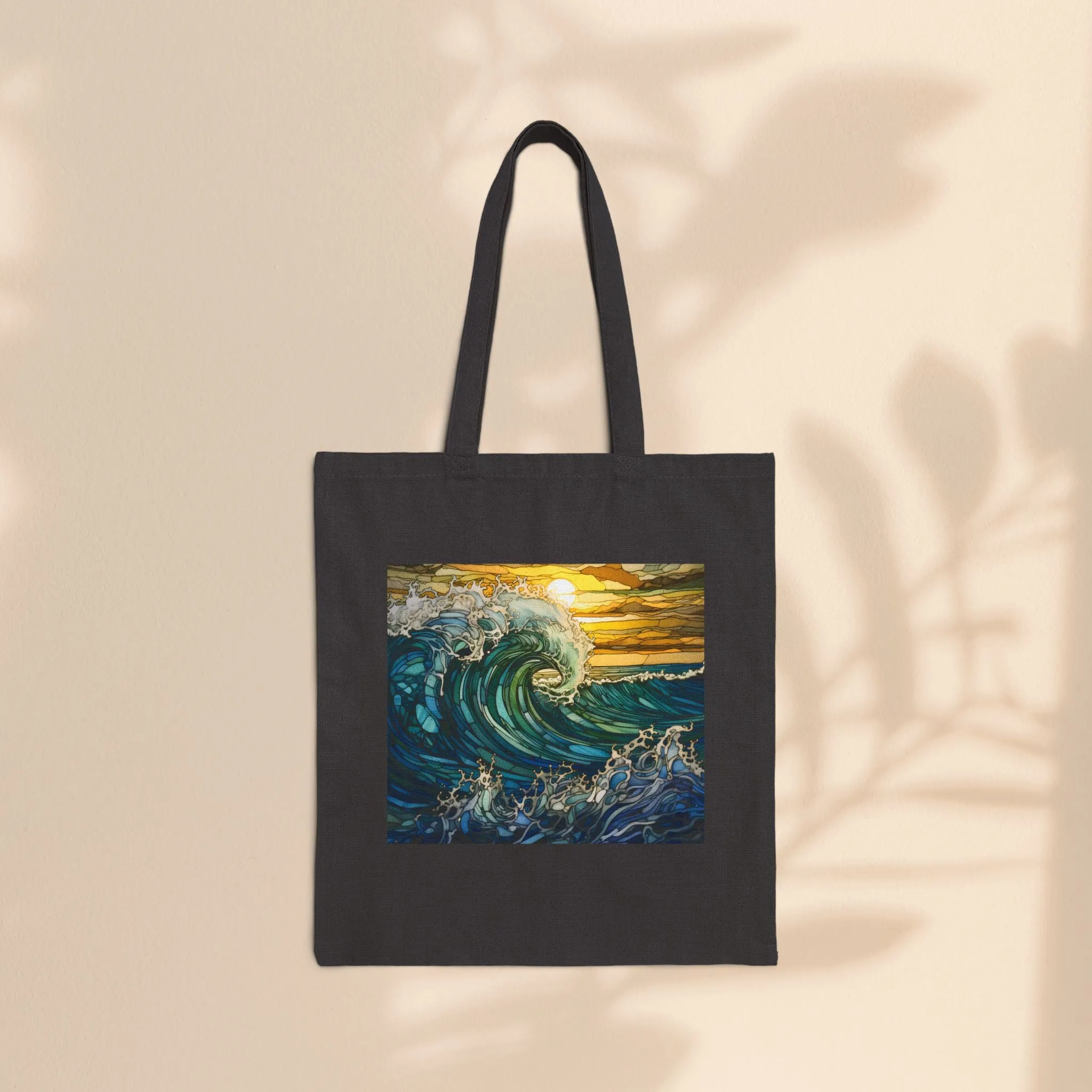 Cotton Canvas Tote Bag - Ocean Waves