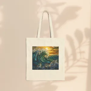 Cotton Canvas Tote Bag - Ocean Waves