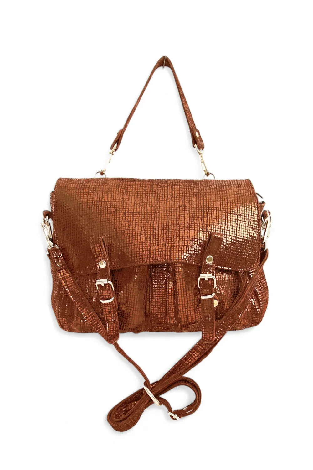 CRAIE MINI MATHS SQUARE CUIVRE SMALL LEATHER SATCHEL