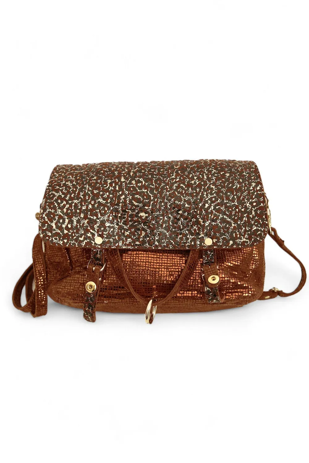 CRAIE MINI MATHS SQUARE CUIVRE SMALL LEATHER SATCHEL