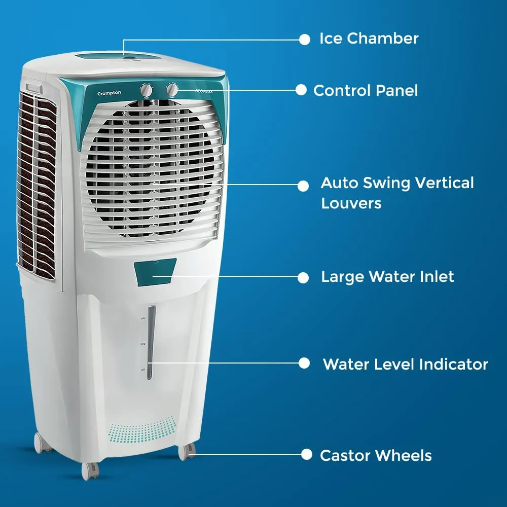 Crompton DAC 751 OZONE 75 Litres Desert Air Cooler (Air Deflection White)