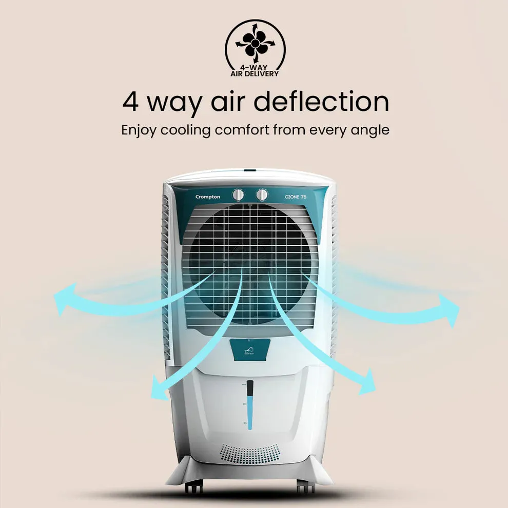Crompton DAC 751 OZONE 75 Litres Desert Air Cooler (Air Deflection White)