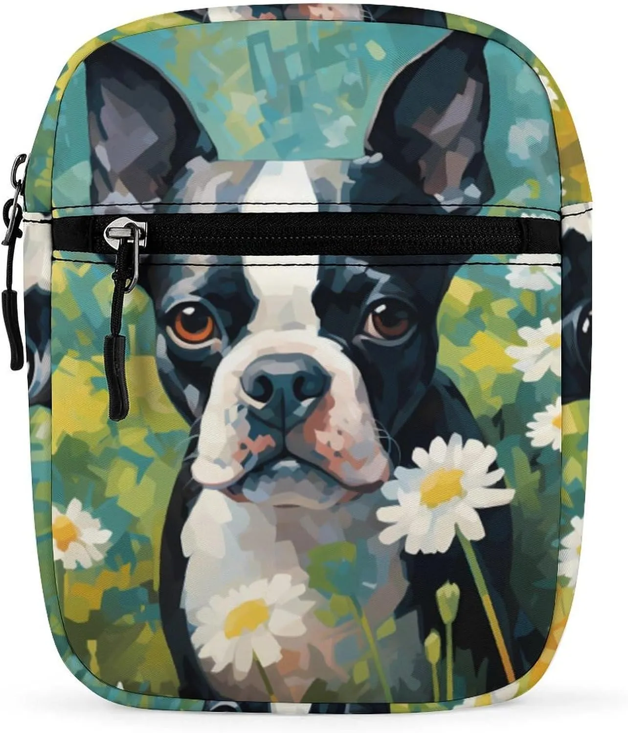 Cute Boston Terrier Dog Watercolor Small Crossbody Bag Mini Shoulder Bag Purse Travel Passport Wallet Bag for Women Men