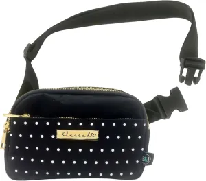 Cute Trendy Crossbody Mini Belt Bag for Blessed Women - Adjustable Strap Small Black Fanny Pack for Workout Running Traveling Hiking