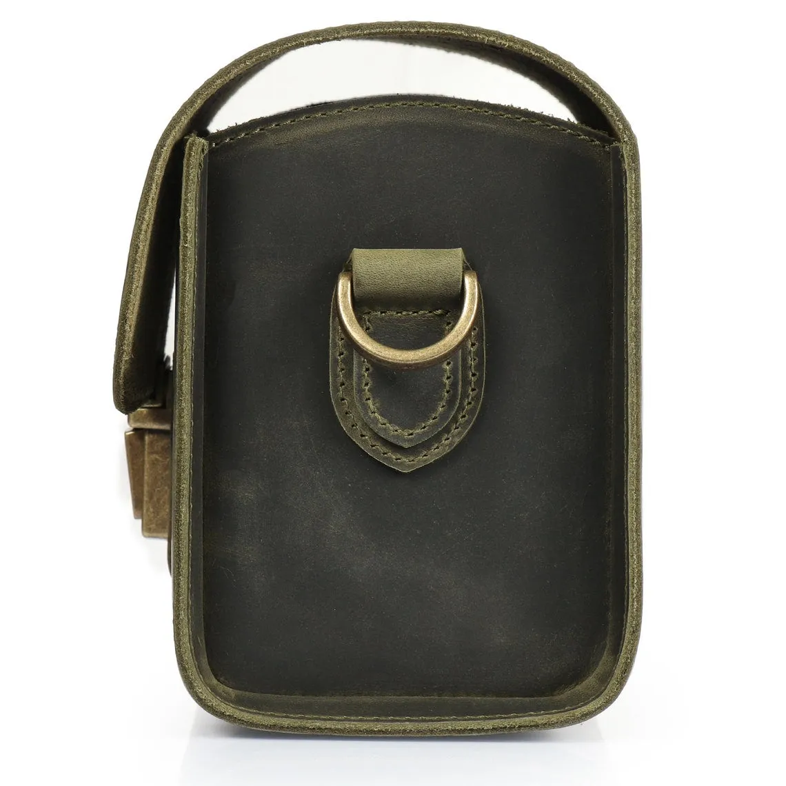 Dazzlo Top Grain Leather Camera Messenger Bag - Camel/Green/Red/Cinnamon - 8"