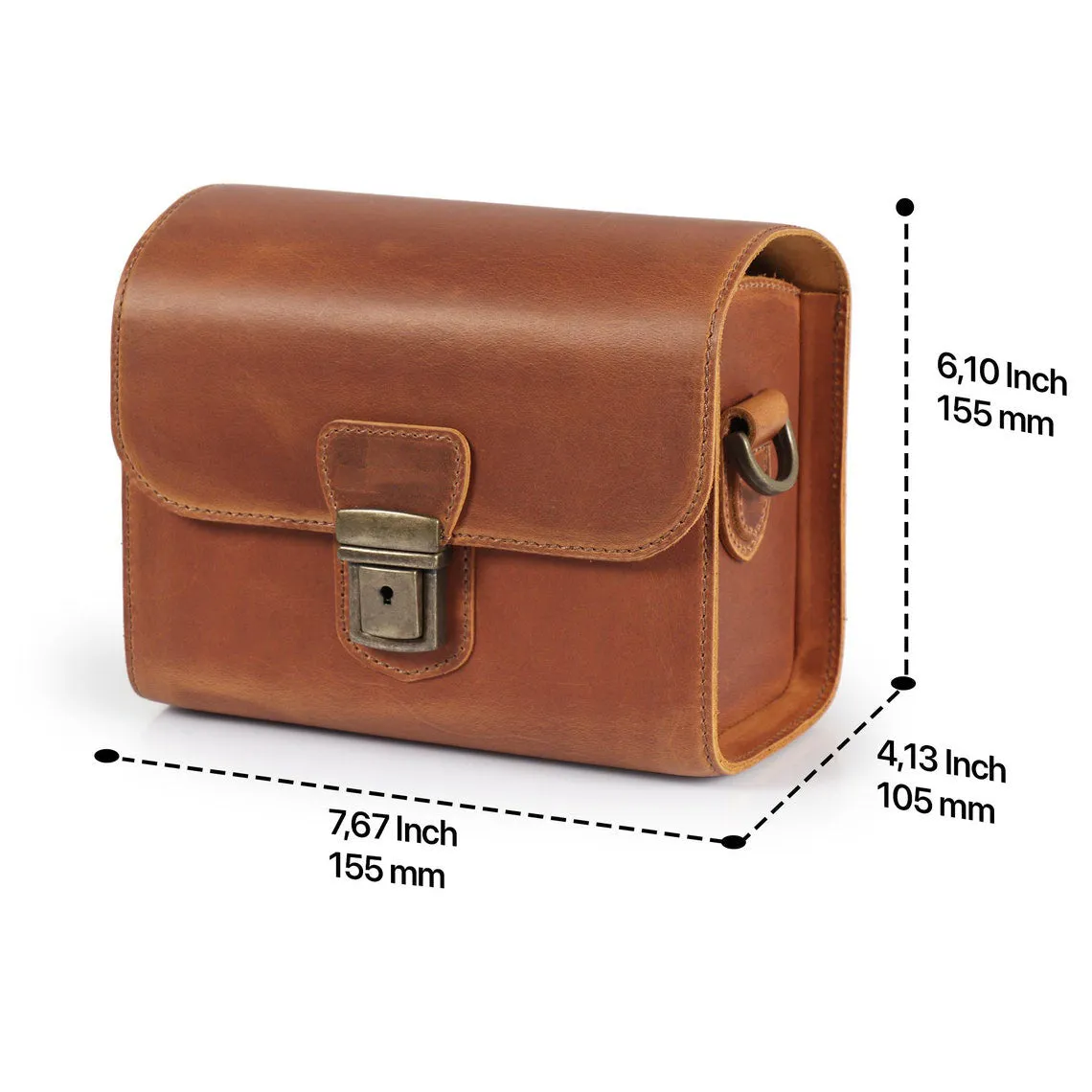 Dazzlo Top Grain Leather Camera Messenger Bag - Camel/Green/Red/Cinnamon - 8"