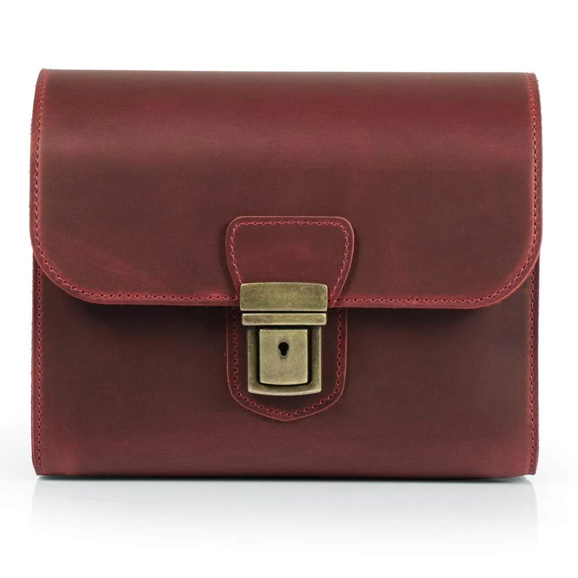 Dazzlo Top Grain Leather Camera Messenger Bag - Camel/Green/Red/Cinnamon - 8"