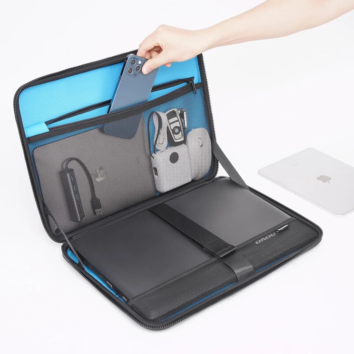 DOMISO 17 inch Laptop Sleeve with Handle Shockproof Computer Bag Waterproof EVA Protective Carrying Case for 17.3" HP Dell Asus Lenovo Laptop, Black