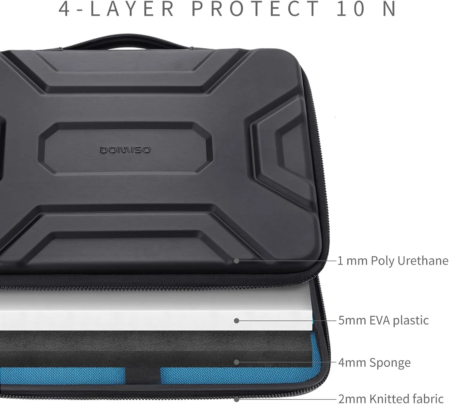 DOMISO 17 inch Laptop Sleeve with Handle Shockproof Computer Bag Waterproof EVA Protective Carrying Case for 17.3" HP Dell Asus Lenovo Laptop, Black