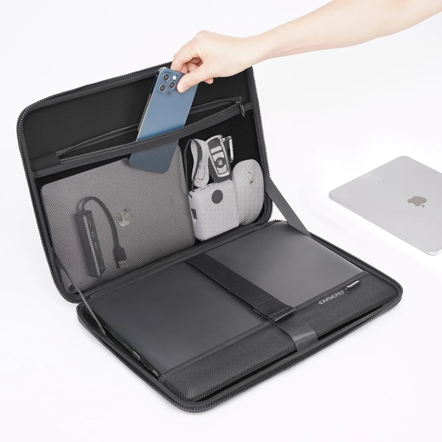 DOMISO 17 inch Laptop Sleeve with Handle Shockproof Computer Bag Waterproof EVA Protective Carrying Case for 17.3" HP Dell Asus Lenovo Laptop, Dark Blue
