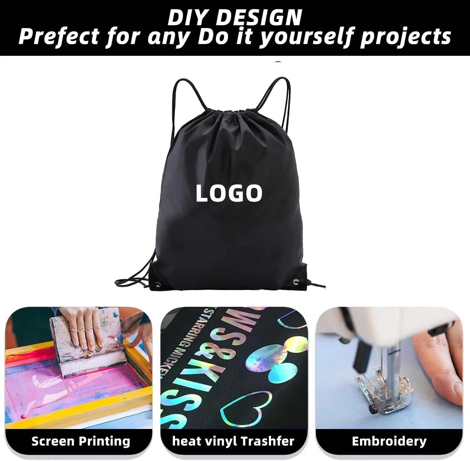 drawstring backpack, Drawstring Bags Bulk,20 Pcs Draw String Bags, Cinch Bag,essential for gym travel, unisex, loose and portable (20, Black)
