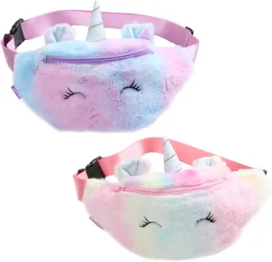 Girls Fanny Pack, Kids Unicorn Waist Bag, Crossbody Belt Bag, Cute Kids Travel Waist Bag (2 Pack Set 1)