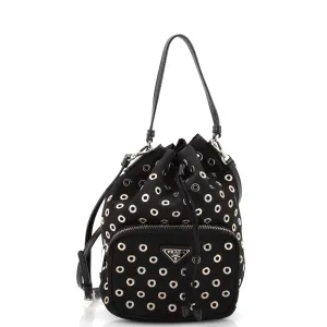 Grommet Drawstring Bucket Bag Tessuto Medium