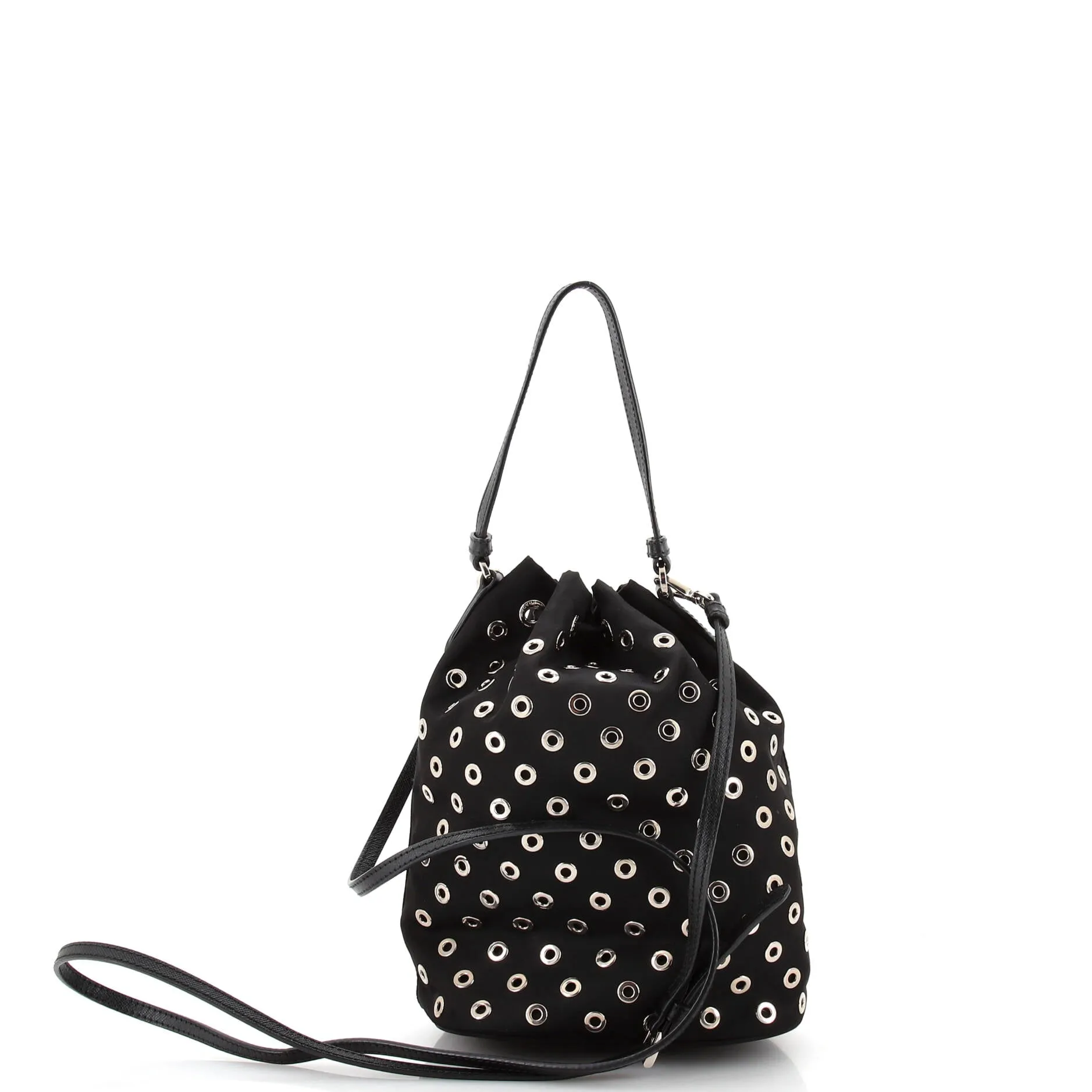 Grommet Drawstring Bucket Bag Tessuto Medium