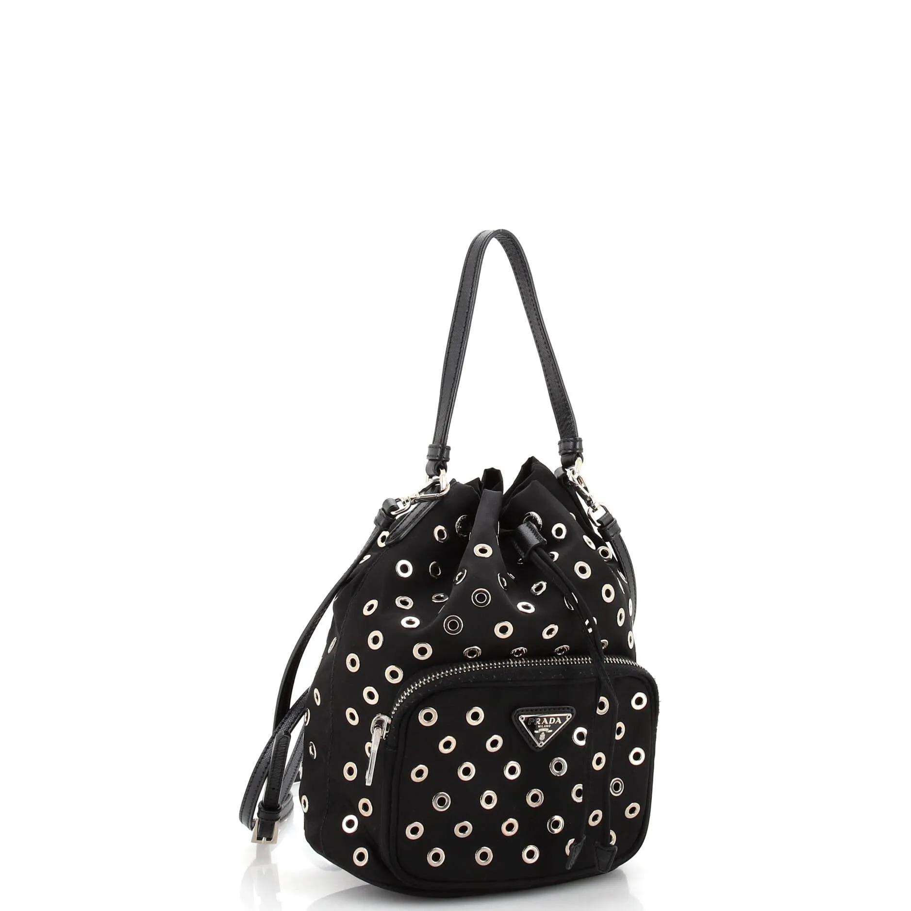 Grommet Drawstring Bucket Bag Tessuto Medium
