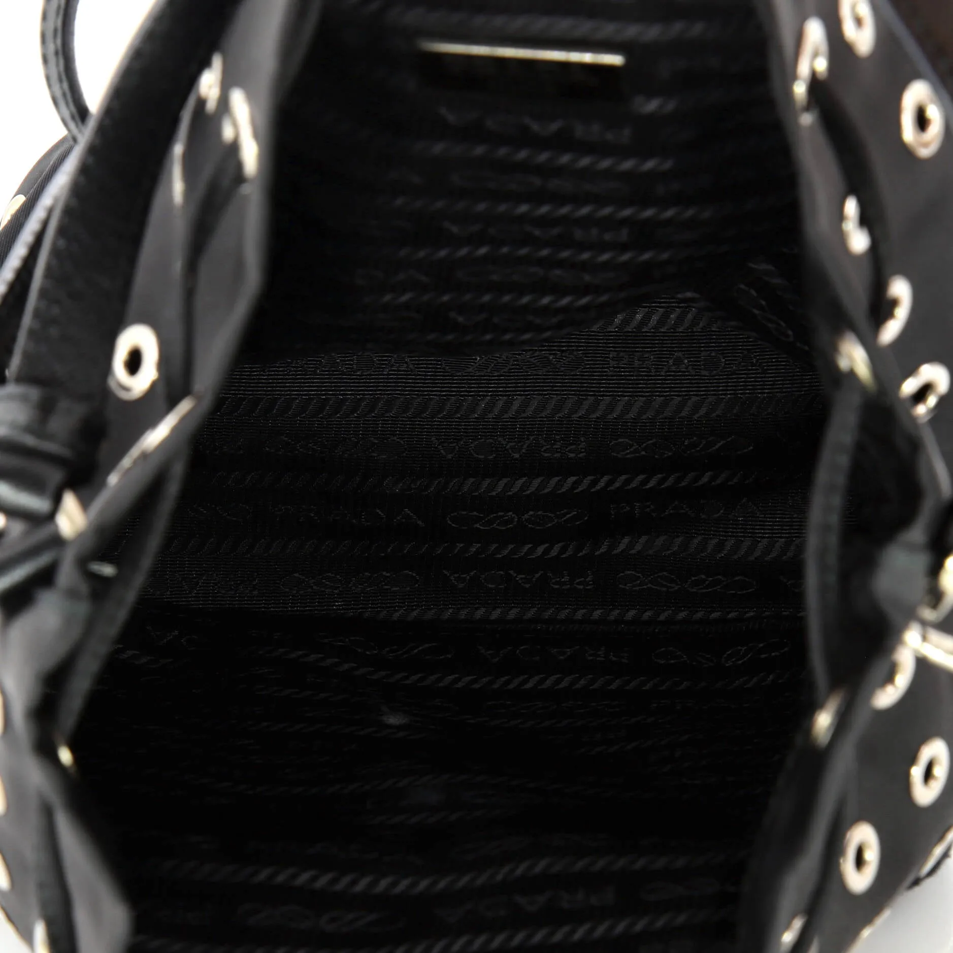 Grommet Drawstring Bucket Bag Tessuto Medium