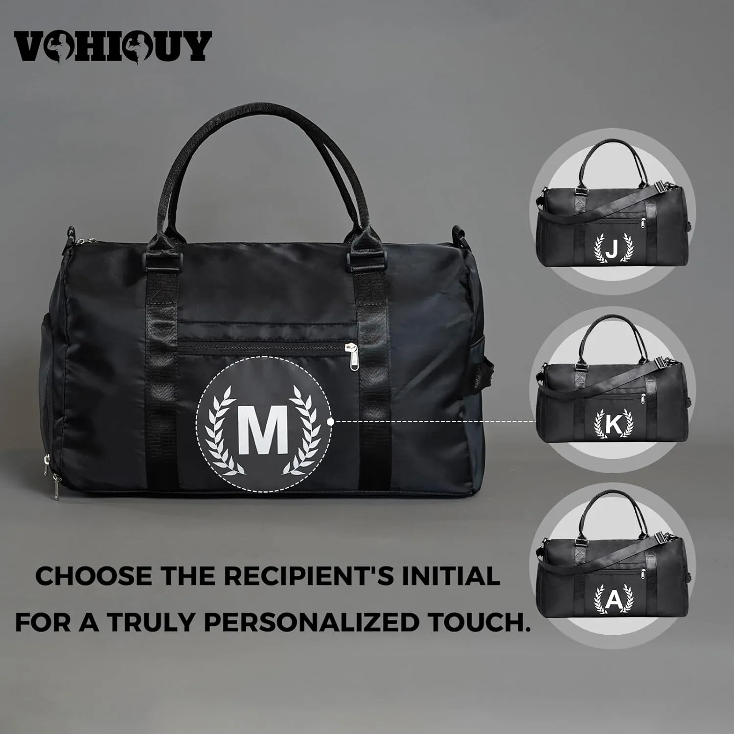 Gym Bag for Women & Men, Fitness Workout Sports Travel Duffle Bag with Wet Pocket & Shoes Compartment, Great Present for Gym Lovers (Jet Black, A)