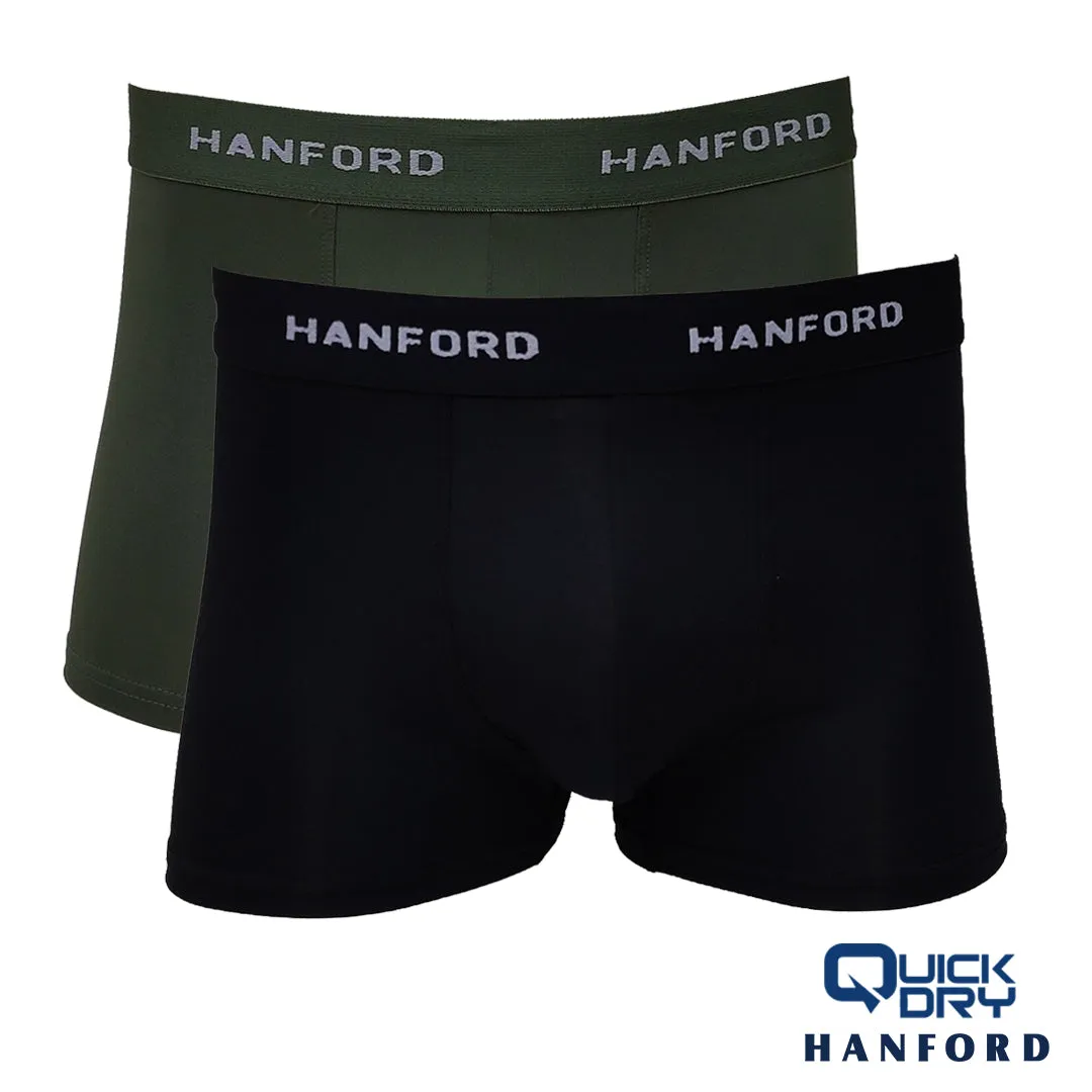 Hanford Men Quick Dry Travel Fitness Boxer Briefs - Black & Duffel Green (2in1 Pack)