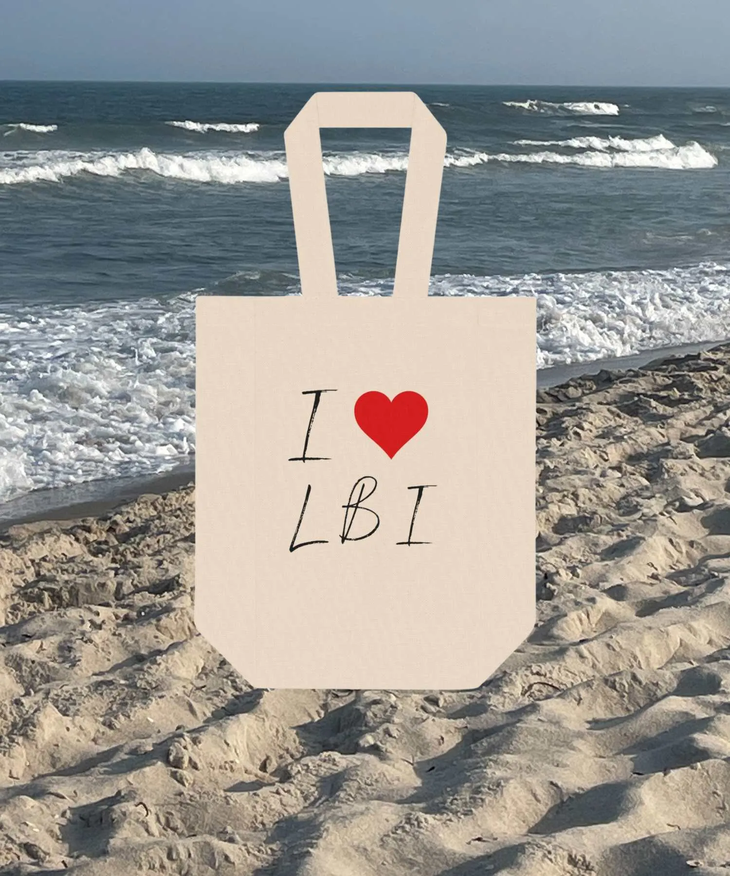 I heart LBI Double Wine Tote Bag