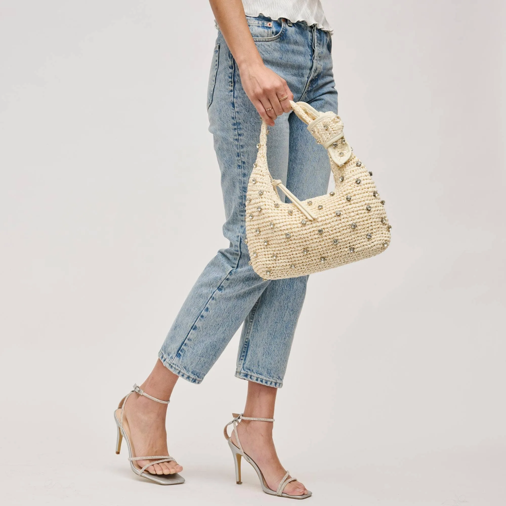 Jessa Straw Summer Beach Shoulder Bag: Natural