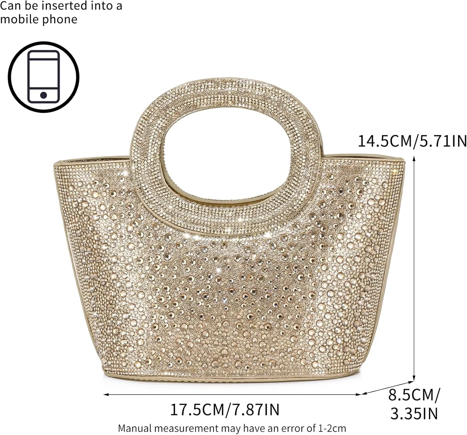 Labair Women Evening Bags Rhinestone Clutch Purse Glitter Sparkly Mini Handbag Crossbody bag for Wedding Formal Prom.