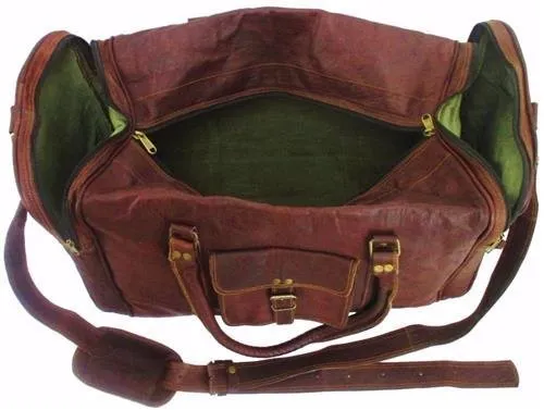 Large Leather Duffel Travel Luggage Overnight Sports Duffel Bag For Men