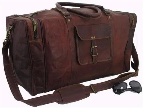 Large Leather Duffel Travel Luggage Overnight Sports Duffel Bag For Men