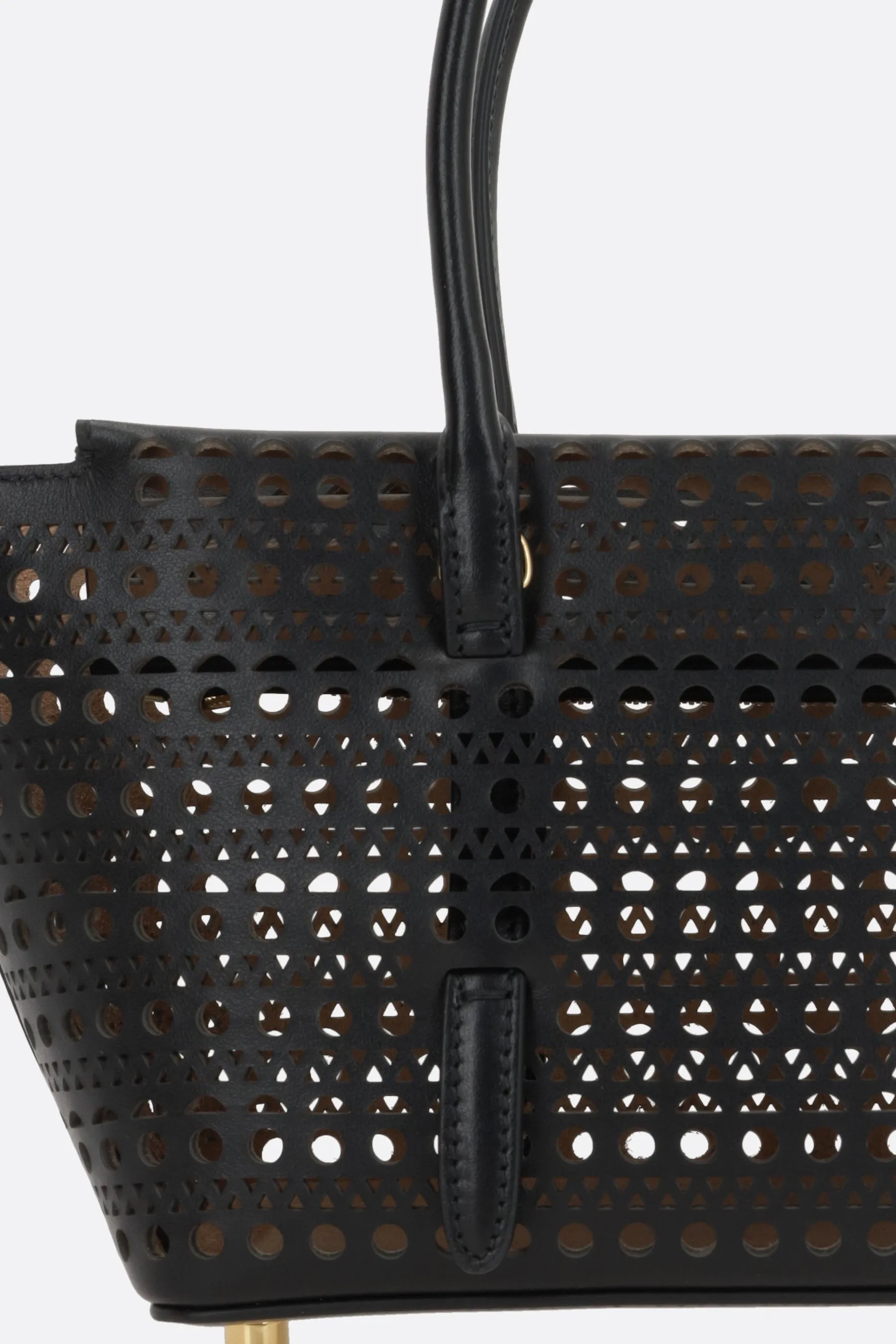 Laser-Cut Pattern Leather Handbag