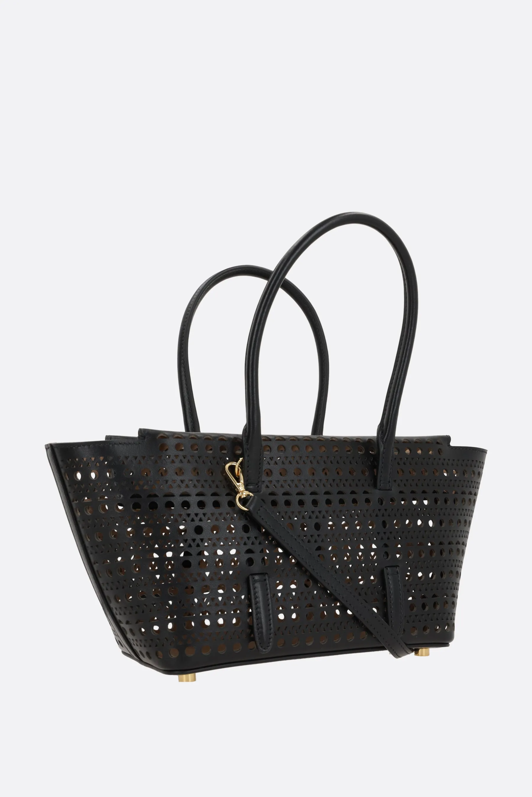 Laser-Cut Pattern Leather Handbag