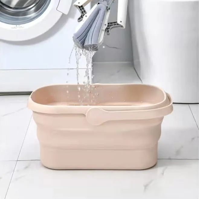 Long Plastic Rectangular Handy Baskets/Mop Buckets (Collapsible Buckets 02-Brown)