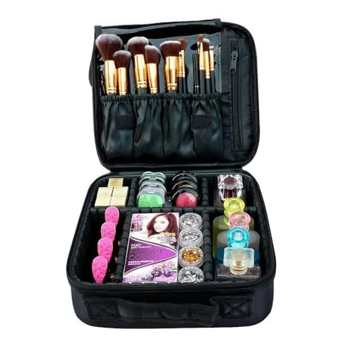 Makeup Cosmetic Storage Case with Adjustable Compartment (Lama Floral)