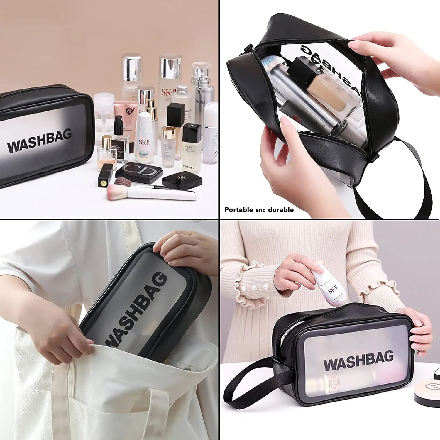 Medium Zippered Cosmetic Pouch, Toiletry Bag for Cosmetics (1 Pc)