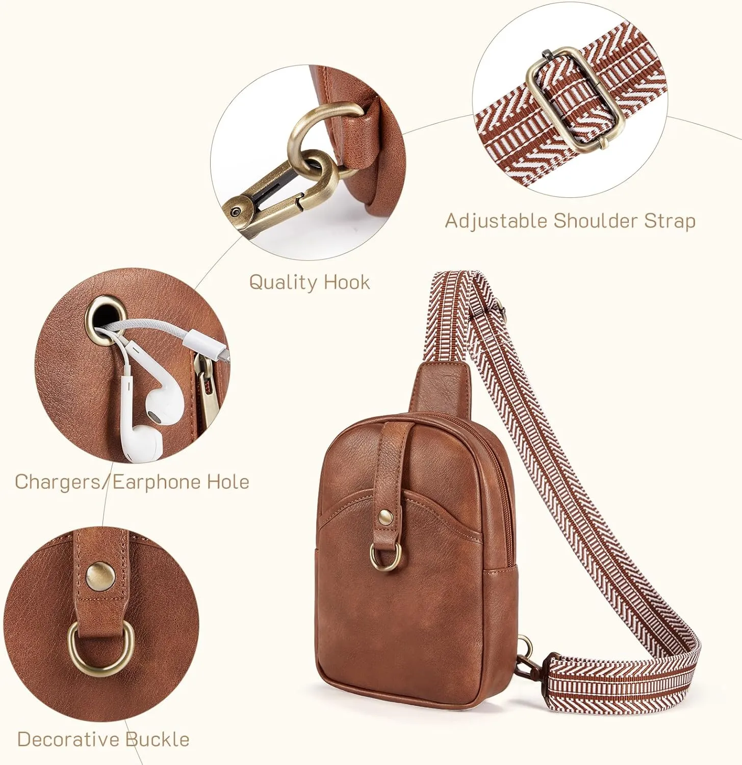 Missnie Small Shoulder Sling bag for Women PU Leather Bag