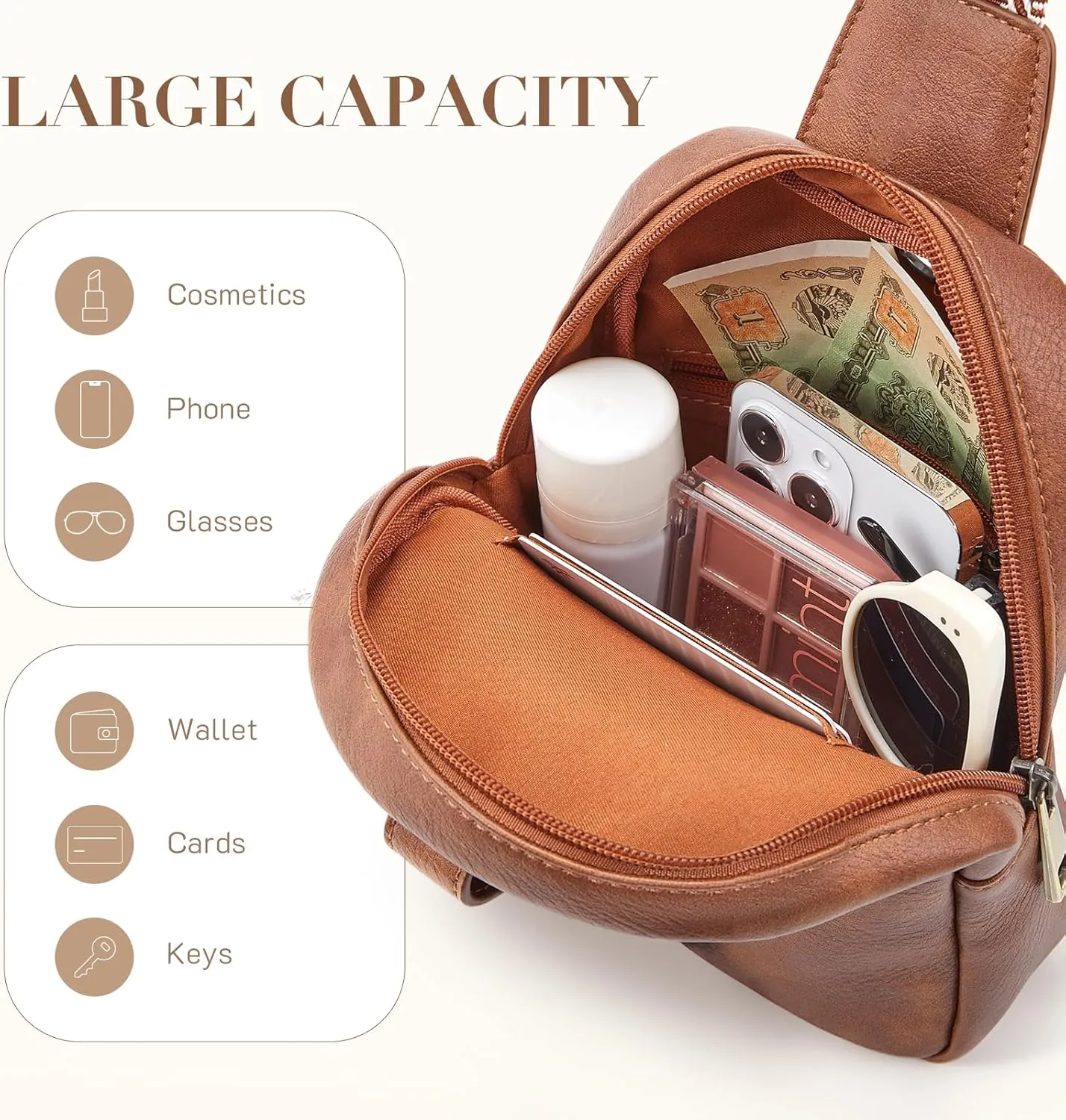 Missnie Small Shoulder Sling bag for Women PU Leather Bag