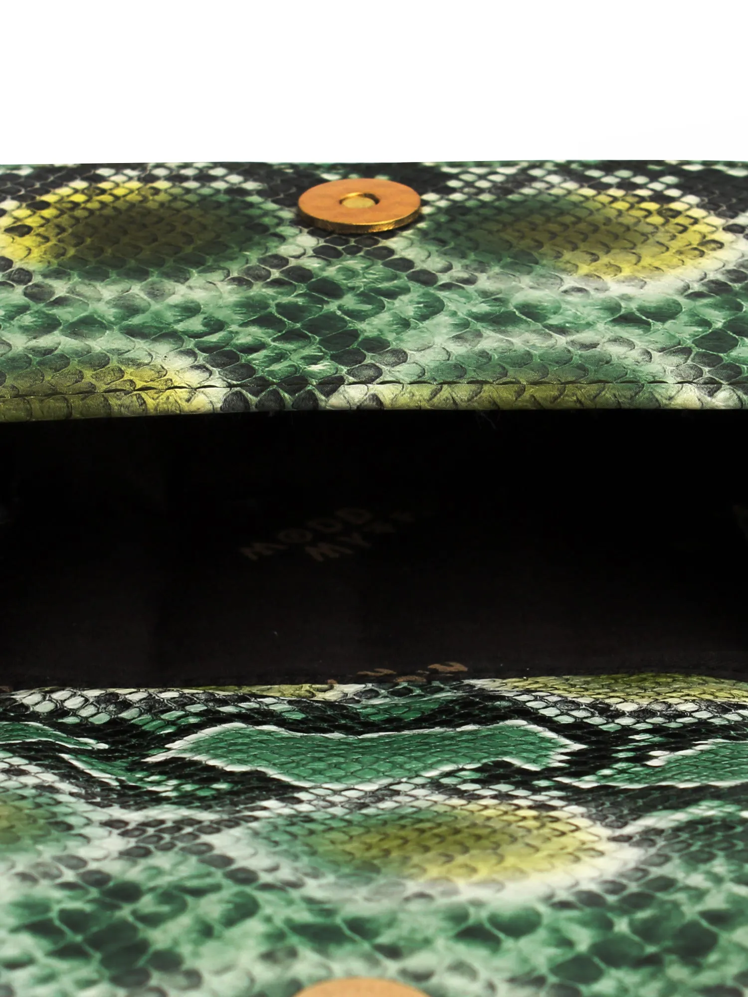 Nano Green Snake Print Mini Box Bag | Modern Myth