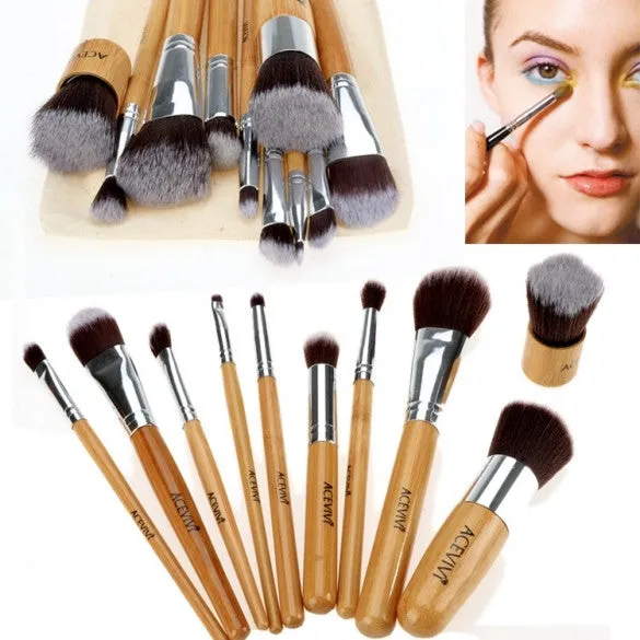 New Fashion Professional 10pcs Soft Cosmetic Tool Makeup Brush Set Kit With Pouch