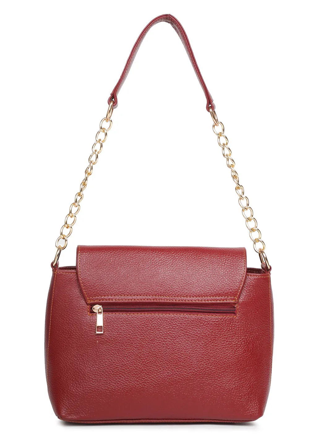 Red Leather Structured Shoulder Bag