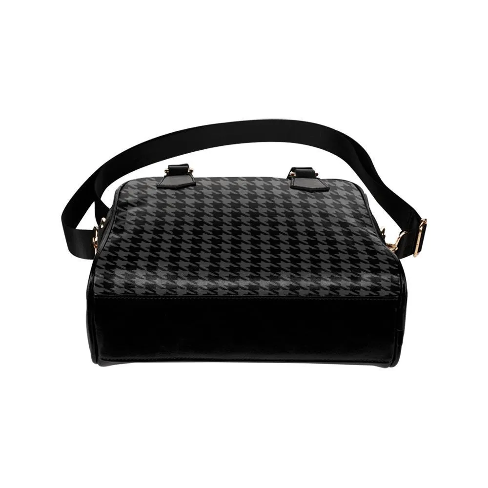 Shoulder Handbag-Classic Black Houndstooth, Vegan Leather, Shoulder Bags for Women, Over the Shoulder Bag